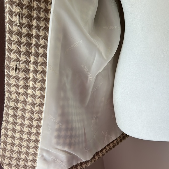 Vintage Prophecy cream taupe houndstooth long sleeve blazer jacket - Picture 8 of 14